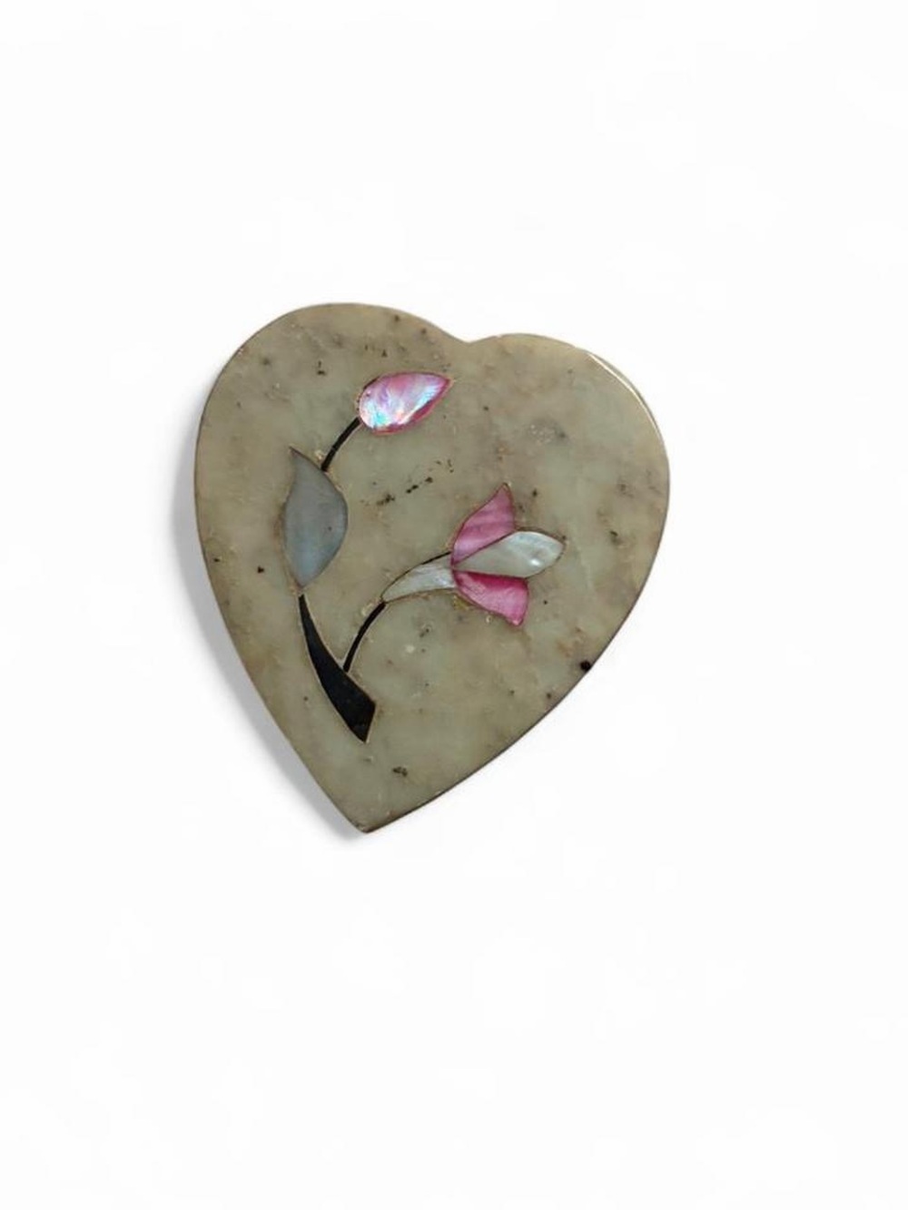 Heart Shaped Mother of Pearl Floral jewelry holder